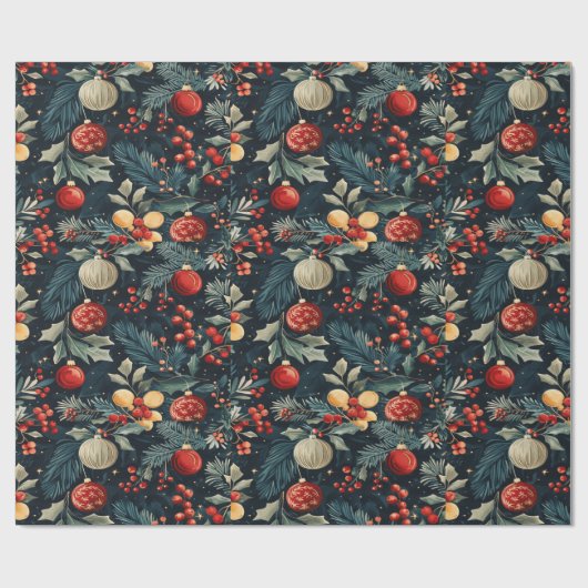 Helder versierd kerstinpakpapier cadeaupapier (Vlak)