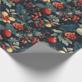 Helder versierd kerstinpakpapier cadeaupapier (Hoek)