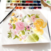 Helder vet geel floraal waterverf baby shower kaart