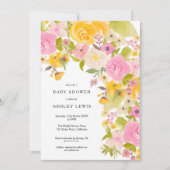 Helder vet geel floraal waterverf baby shower kaart (Voorkant)