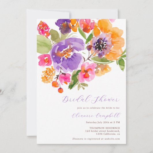 Helder vet herfst floral waterverf vrijgezellenfee kaart (Voorkant)