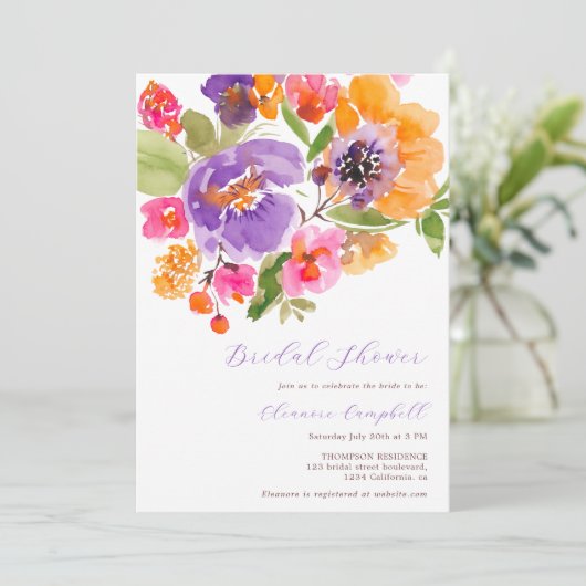 Helder vet herfst floral waterverf vrijgezellenfee kaart (Staand voorkant)