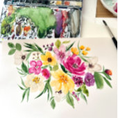 Helder vette wilde bloemen script bruids douche bedankkaart