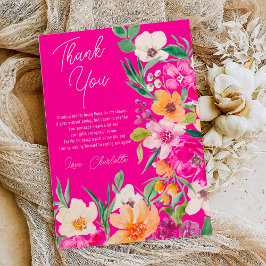 Helder vette wilde bloemen script bruids douche bedankkaart