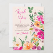 Helder vette wilde bloemen script bruids douche bedankkaart (Voorkant)