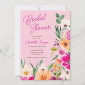 Helder vette wilde bloemen script bruidsdouche kaart (Voorkant)