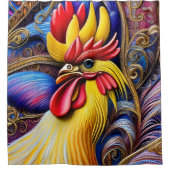 Helder Vibrant Rooster Douchegordijn (Voorkant)