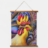 Helder Vibrant Rooster Hangend Wandkleed (Voorkant)