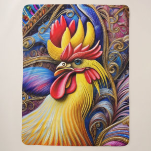 Helder Vibrant Rooster Sherpa Deken
