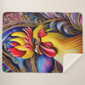 Helder Vibrant Rooster Sherpa Deken (Voorkant (horizontaal))