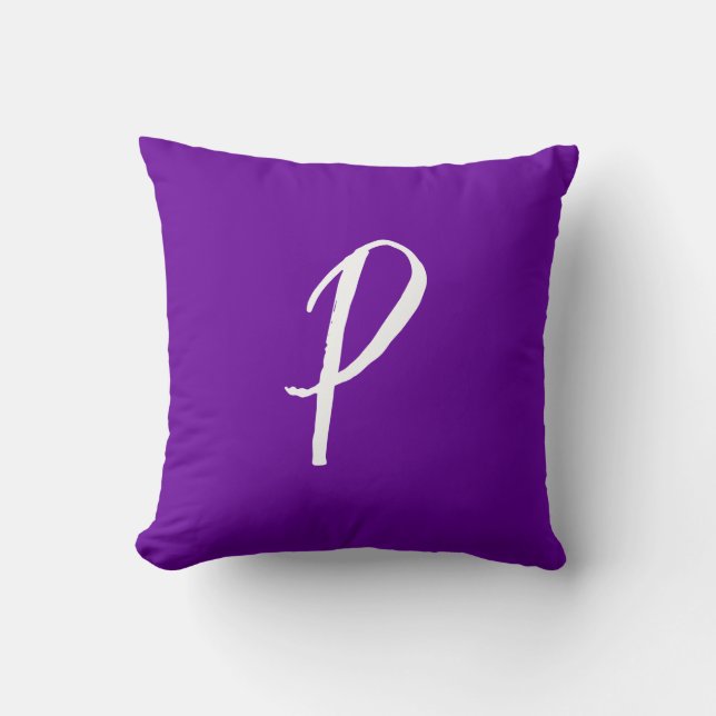 Helder Violet Paarse Monogram Kussen (Voorkant)