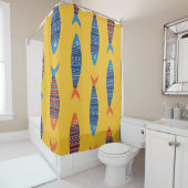 Helder vissen naadloos patroon. Schoenen hand Douchegordijn (In situ)