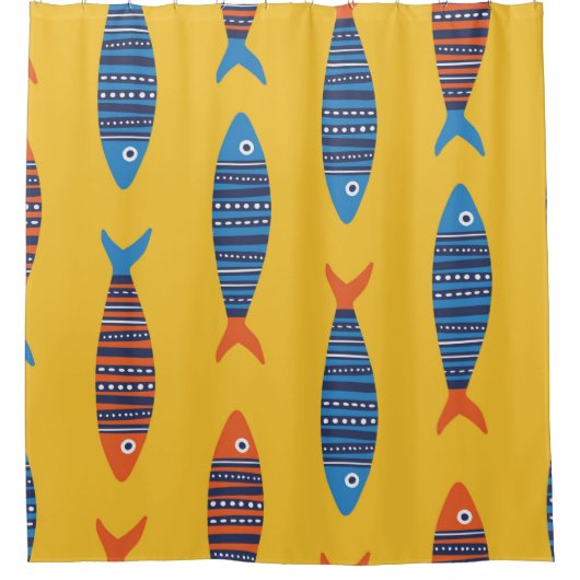 Helder vissen naadloos patroon. Schoenen hand Douchegordijn (Voorkant)