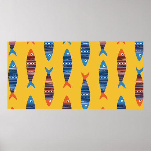 Helder vissen naadloos patroon. Schoenen hand Poster (Voorkant)