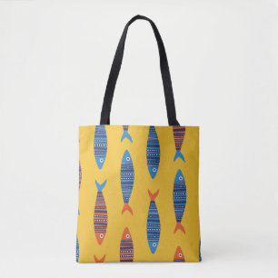 Helder vissen naadloos patroon. Schoenen hand Tote Bag