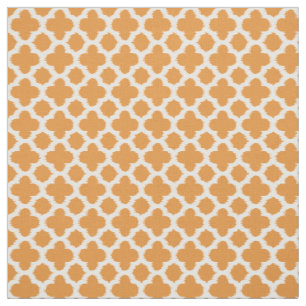 Helder, vloeibaar Oranje wit Ikat Quatrefoil patro Stof