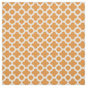 Helder, vloeibaar Oranje wit Ikat Quatrefoil patro Stof