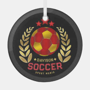 Helder Voetbal Logo Gepersonaliseerd Ontwerp Glas Ornament