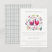 Helder Volk Farm Bloemrijke Vogels Trouwreceptie Informatiekaartje (Voorkant / Achterkant)