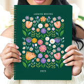 Helder Volkskunst Bloemmotief Aangepaste Naam Planner