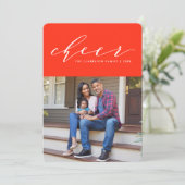 Helder vrolijk leuk script rode vakantie fotokaart feestdagenkaart (Staand voorkant)