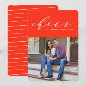 Helder vrolijk leuk script rode vakantie fotokaart feestdagenkaart (Voorkant / Achterkant)