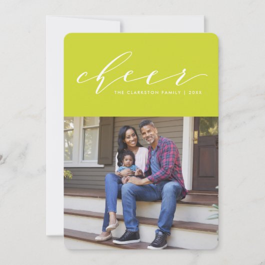 Helder vrolijk leuk script vakantie fotokaart feestdagenkaart (Voorkant)