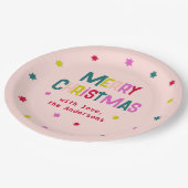 Helder & Vrolijk Modern Merry Christmas Blush Pink Papieren Bordje (Gekanteld)