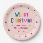 Helder & Vrolijk Modern Merry Christmas Blush Pink Papieren Bordje (Voorkant)