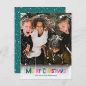 Helder & Vrolijk Vrolijk Kerstfoto Pine Groen Feestdagenkaart (Voorkant / Achterkant)