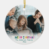 Helder & Vrolijk Vrolijk Kerstfoto Pine Groen Keramisch Ornament (Voorkant)