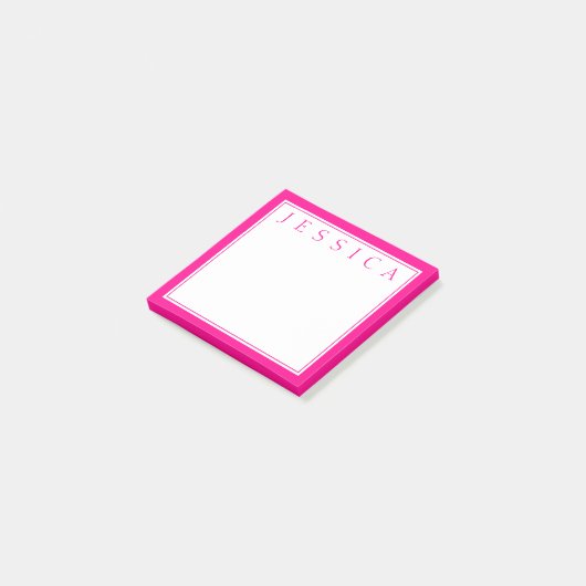Helder warm roze | JOUW NAAM Post-it® Notes (Schuin)