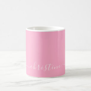 Helder Warm Roze Wit Minimalistische Naam 015 Koffiemok