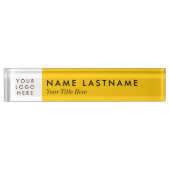 Helder Warm Yellow Custom Logo Elegant Naambordje (Voorkant)