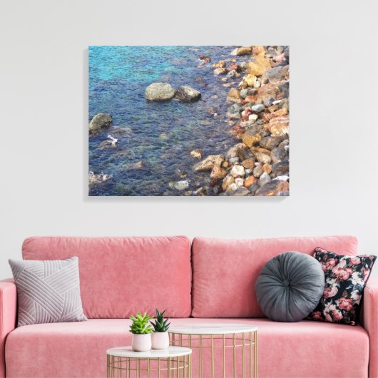 Helder water met kiezelstenen canvas afdruk (Insitu (Woonkamer))