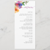 Helder Waterverf Bloem Bruiloft Menu (Voorkant)