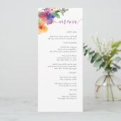 Helder Waterverf Bloem Bruiloft Menu (Staand voorkant)