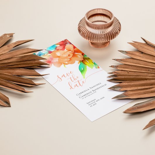 Helder Waterverf Bloem Bruiloft Save The Date