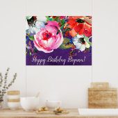 Helder waterverf bloem paars chic feestbanner poster (Keuken)