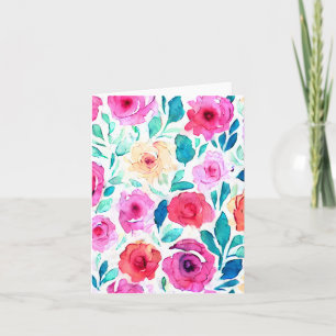 Helder waterverf bloemen aanpasbaar kaart