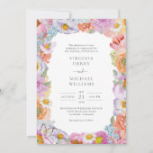 Helder Waterverf Bloemen Bruiloft Kaart (Voorkant)
