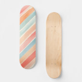 Helder Waterverf Kleurrijk Streeppatroon Persoonlijk Skateboard (Voorkant)