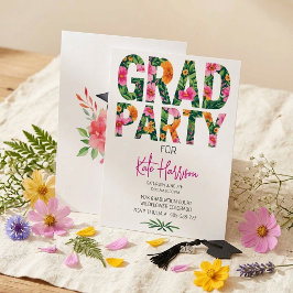 Helder waterverf typografie grad feest uitnodiging