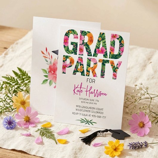 Helder waterverf typografie grad feest uitnodiging