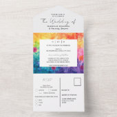 Helder waterverloop weiland bloemen bruiloft all in one uitnodiging (Binnen)