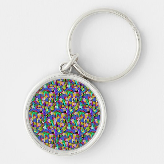Helder wervelend abstract patroon met cirkels sleutelhanger (Voorkant)