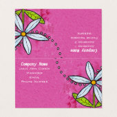Helder wit Daisy Green Leaves Stippen op Roze Visitekaartje (Buitenkant ongevouwen)