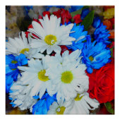 Helder wit en blauw blauw bladerlijk mengsel Poste Poster (Voorkant)