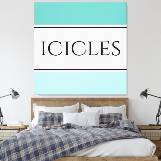 Helder Wit Koel Blauwgroen Polar Blauw Strepen ICI Canvas Afdruk (Insitu (Slaapkamer))