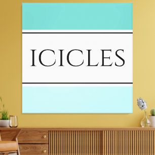 Helder Wit Koel Blauwgroen Polar Blauw Strepen ICI Canvas Afdruk